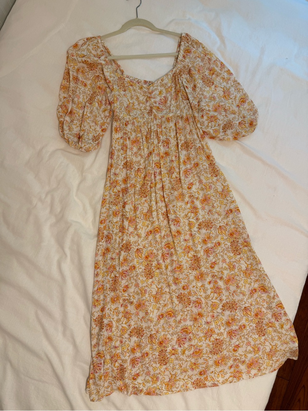 Billabong Cream Floral Smocked Dress with Yellow & Pink Accents